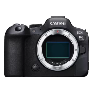 Le Canon EOS R6 II offre un capteur plein format de 24,2 mégapixels, processeur DIGIC X, vidéo 4K 60p, stabilisation d'image sur 5 axes, et autofocus Dual Pixel CMOS AF II.