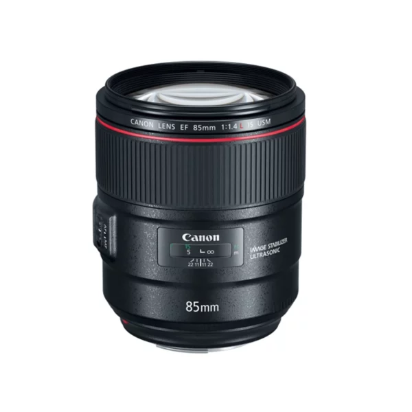 L'objectif Canon EF 85mm f/1.4L IS USM combine une grande ouverture de f/1.4, un système de stabilisation d'image efficace (IS), une mise au point rapide et silencieuse avec le moteur USM, offrant ainsi des portraits nets avec un beau flou d'arrière-plan.