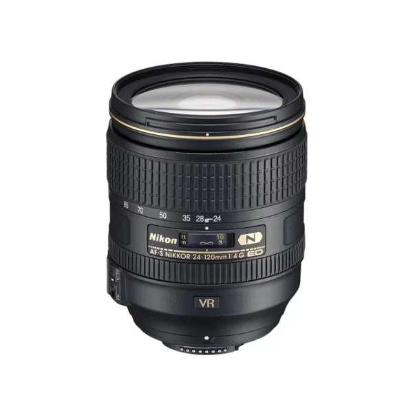 Le Nikon AF-S Nikkor 24-120mm f/4G ED VR est un zoom polyvalent offrant une plage focale étendue. Doté de la technologie VR pour la stabilisation d'image et d'une qualité optique supérieure avec réduction des aberrations, il est parfait pour diverses situations photographiques.